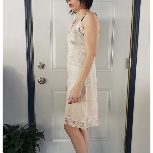 Vintage Beige Nylon Slip Dress - Picture 2 of 3
